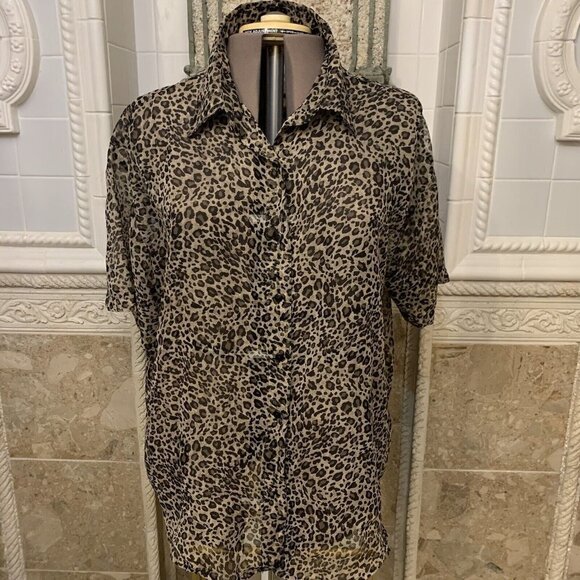 Team Plus. Size 2X. Sheer Animal Print Tunic. Poly. Short Sleeve. B58 - Picture 1 of 5